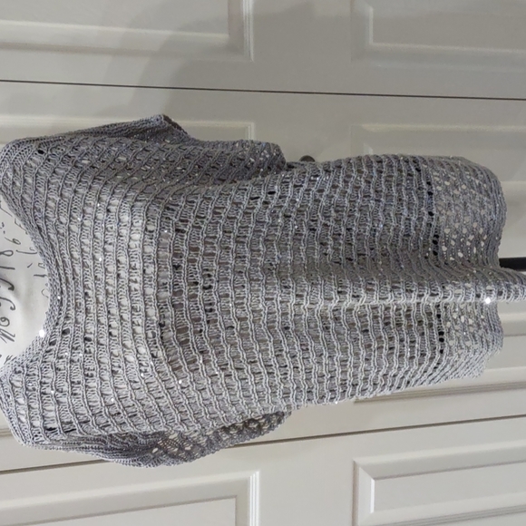 Eileen Fisher Open Weave Italian Yarn Box Top With Sparkles Size M - Picture 5 of 14